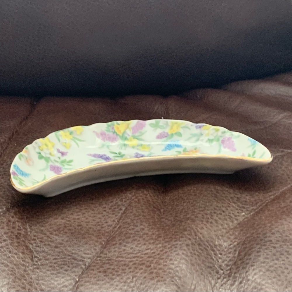 Lefton Lilac Chintz Moon Shaped Bone Dish - Picture 8 of 12